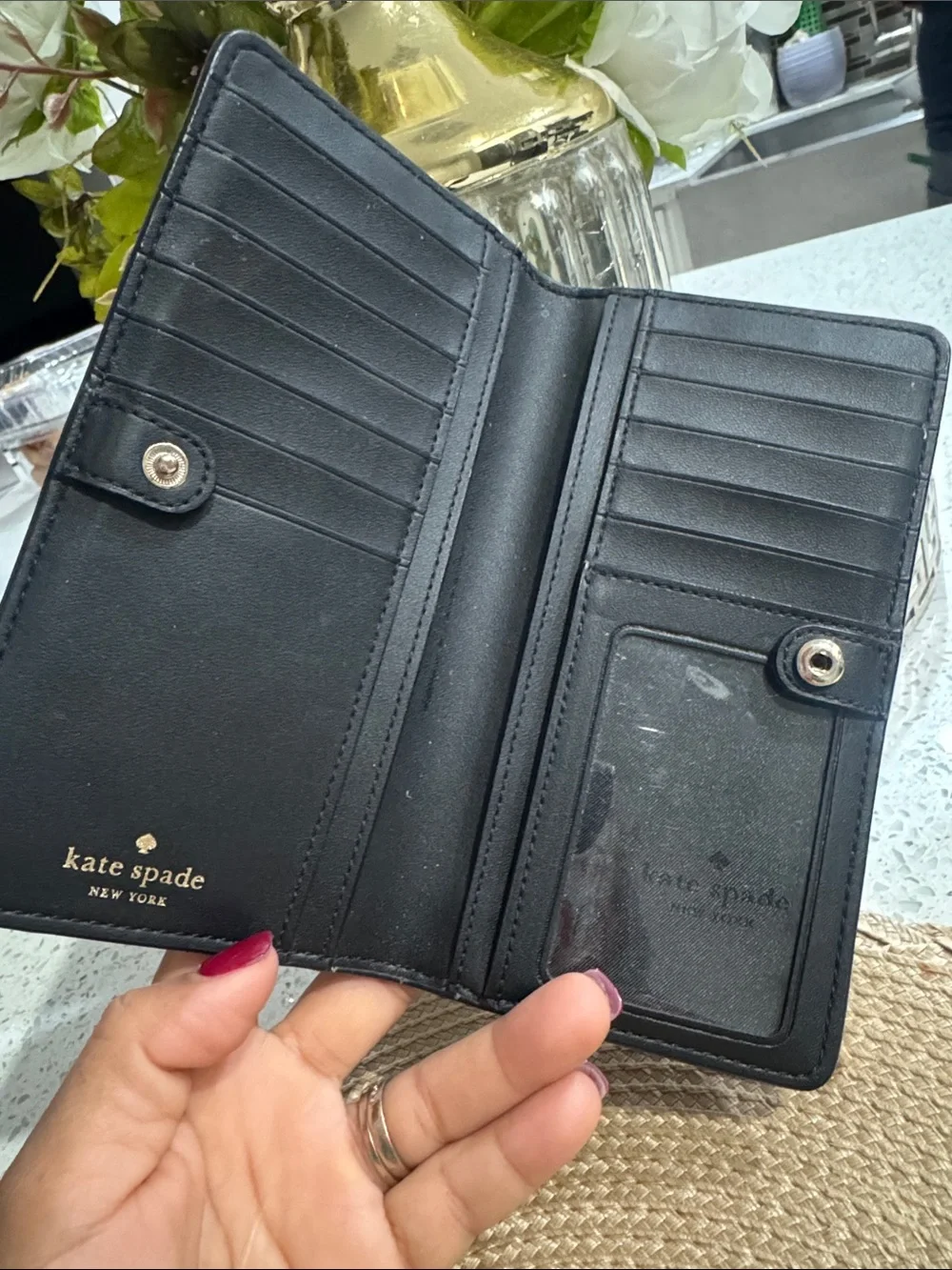 🖤Kate Spade Madison Large Slim Bifold Saffiano Leather Wallet Black